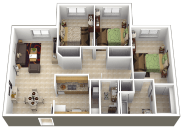 Tallman Pines I and II 3x2 apartment floor plan