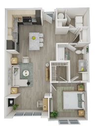 Cove 844 square foot, 1-bedroom, 1-bathroom floor plan