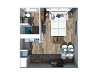 studio, 1-bathroom, 321 square foot apartment at The Flats at Jackson Square