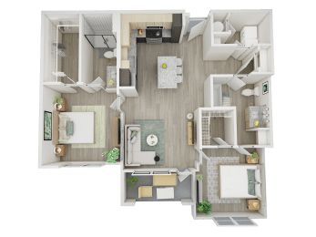 Harbor 1,068 square foot 2-bedroom, 2-bathroom floor plan
