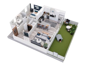 1-bed, 1-bath 724 square foot Hideaway floor plan at Sanctuary at Indian Creek