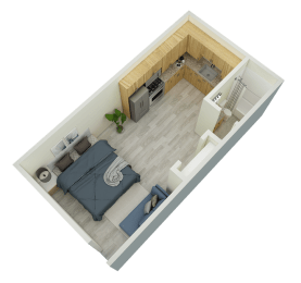 3D Studio 460 sqft plan at Mountainside Apartments in Birmingham, AL