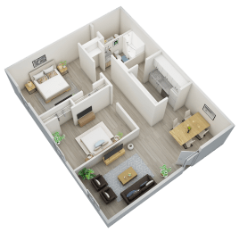 2-bedroom, 1.5-bathroom, 960 square foot floor plan at The Bluffs Jasper