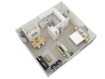 One-bedroom, one-bathroom. 529 square foot floor plan at Woodland Villas Apartments in Jasper, AL