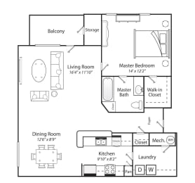 Floor plan 1 bed 1 bath