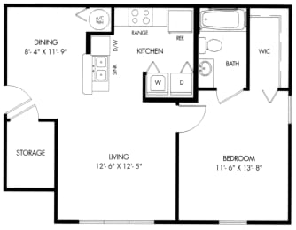 1x1 679 sqft - A2 (Style B)