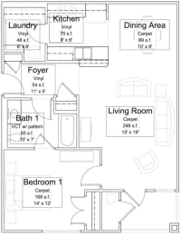 1 Bedroom Floorplan 786 SQFT