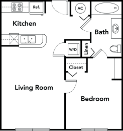 1 bed 1 bath floor plan