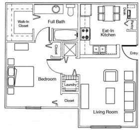 1 Bedroom 1 Bathroom Floor Plan