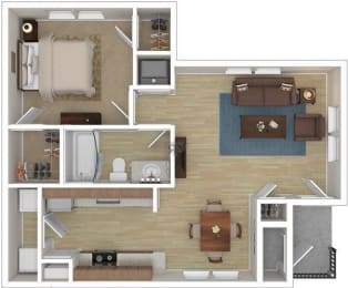 1 bedroom 1 bath 727 sqft Floor Plan at Falcon Pointe Apartments, Rosenberg