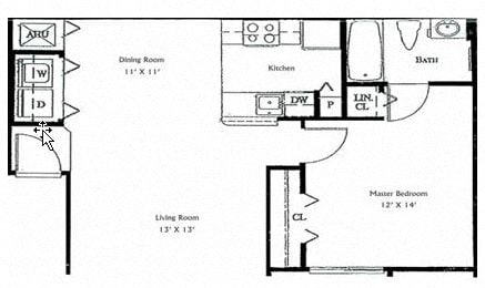 One bedroom one bath floor plan