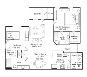 Floor plan 2 bed 2 bath