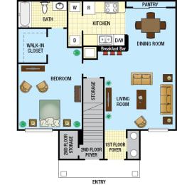 1 Bedroom 1 Bathroom Floor Plan