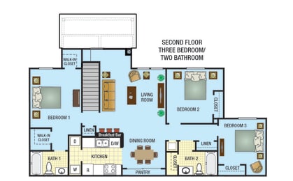 3 Bedroom 2 Bathroom Floor Plan 2nd floor option