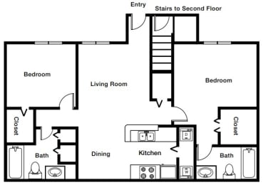 2 Bedroom 2 Bathroom Floor Plan