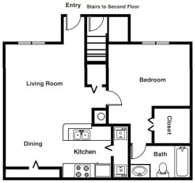 1 Bedroom 1 Bathroom Floor Plan