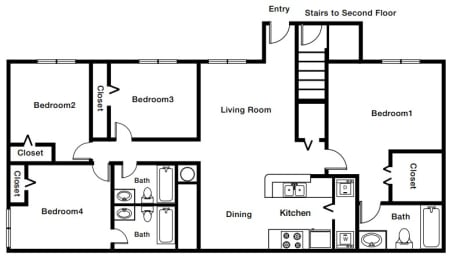 4 bed 3 bath floor plan