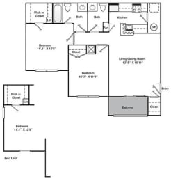 Two Bedroom One  and a Half  Bath 872 Square Feet