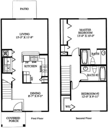 Two Bedroom Two Bathroom Floor Plan