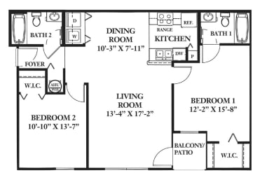 2 Bedroom 2 Bathroom Floor Plan