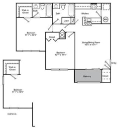 Two Bedroom Two Bath 895Square Feet