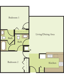 2 Bedroom 2 Bathroom Floor Plan