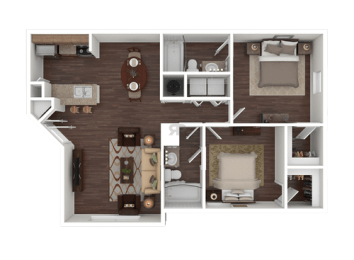 Two Bedroom Two Bathroom Floor Plan 945 Square Feet