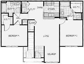 2 Bedroom 2 Bathroom Floor Plan 1021 Square feet