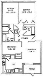 2 Bedroom 2 Bathroom Floor Plan