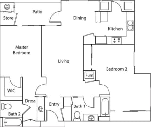 2x2 1178 sqft