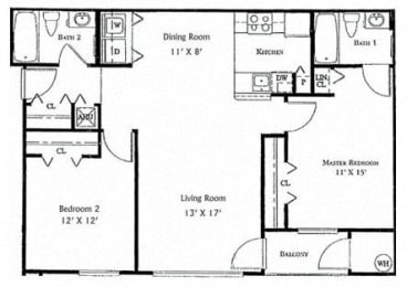 two bedroom two bath floorplan