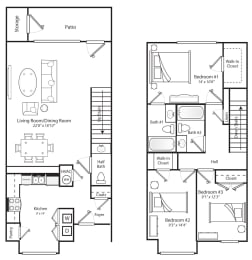 Three Bedroom Two and half Bath 1451 Square Feet