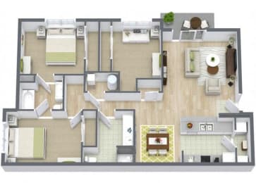 Floor Plan  Three Bedroom Two Bathroom  1112 square foot Floor Plan