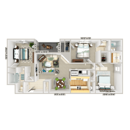 3 bed 2 bath at Fox Hollow Apartment Homes, High Point, 27265