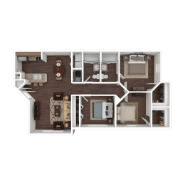 Three Bedroom Two Bathroom Floor Plan 1,113 Square Feet