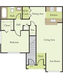 1 Bedroom 1 Bathroom Floor Plan
