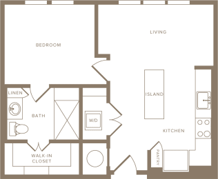 One Bedroom One Bathroom Floorplan 577