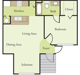 One Bedroom One Bathroom Floor Plan
