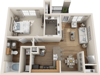 A1 Floor plan 1 bedroom 1 bath