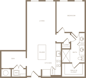 One Bedroom One Bathroom Floorplan 802