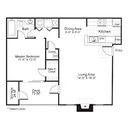 1 bed 1 bath C at Paces Pointe Apartment Homes, Matthews, North Carolina
