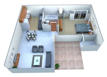 One Bedroom One Bath Floor Plan