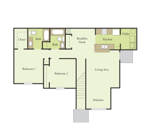 Two Bedroom Two Bathroom Floor Plan