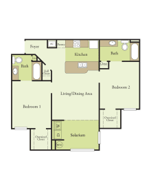Two Bedroom Two Bathroom Floor Plan