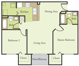 Two Bedroom Two Bathroom Floor Plan
