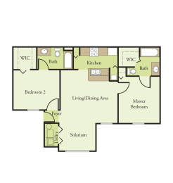Two Bedroom Two Bathroom Floor Plan
