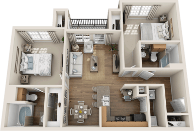 B1 Floor Plan 2  bedroom 2 bath