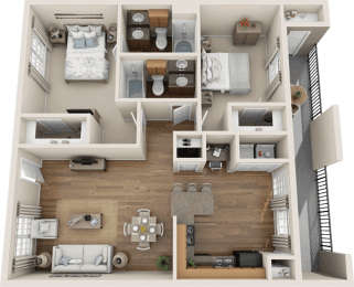 B2 Floor Plan 2  bedroom 2 bath