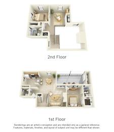 A diagram shows the layout of a two-story apartment.