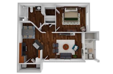 Floor plan 1 bed 1 bath B at Ethan Pointe Apartments, North Carolina